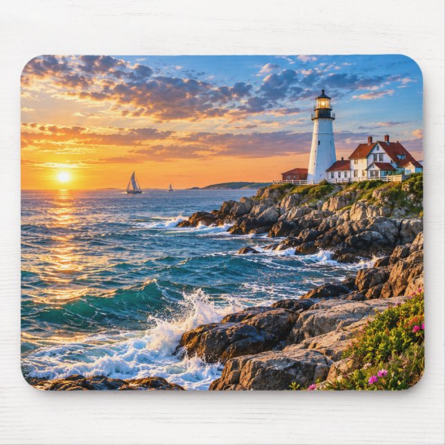 Luminária do pôr do sol costeiro Mouse Pad (Frente)