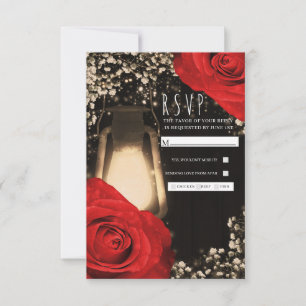 Luminária Rustic Glow com Rosas Vermelhas RSVP de 