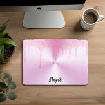 Luminosa Rosa Espelhada de Luxo Personalizada<br><div class="desc">Belo brilho brilho cor-de-rosa suave e luxuoso com Design de textura metálica escovada Cobrir iPad Pro personalizado</div>