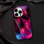 Luminoso Líquido, Rosa Monocromática, de Metal Lum<br><div class="desc">Esta bela capa de telefone apresenta um fundo fuchsia e metal líquido azul com texto moderno personalizável. Você pode personalizá-lo com seu próprio nome ou monograma. Este caso de dispositivo faz um presente de aniversário maravilhoso para qualquer um ou até um gafanhoto de estoque para os feriados.</div>