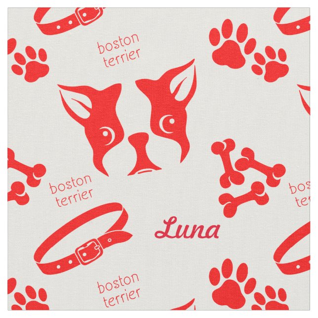 Luna Personalizada Terrier em Tecido Vermelho (Detalhe)