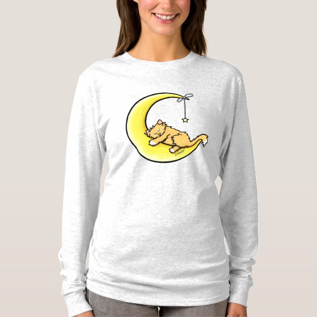Lunar Love Orange Cat T-Shirt (Frente)