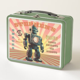 Lunchbox Personalizado de Robô Vintage em Cubo