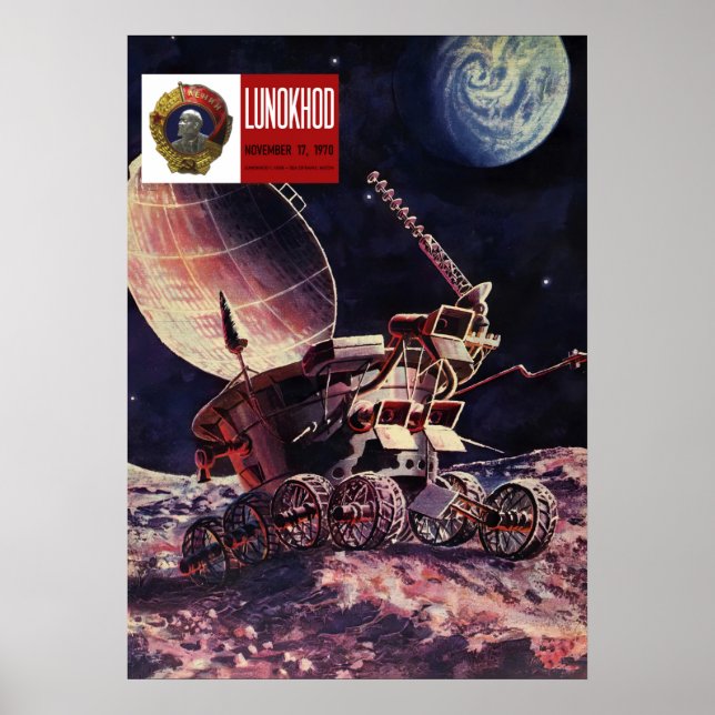 Lunokhod, URSS, 1973 — poster do espaço de colheit (Frente)