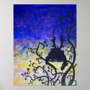 Lurking Dawn Dragon silhueta fantasia poster