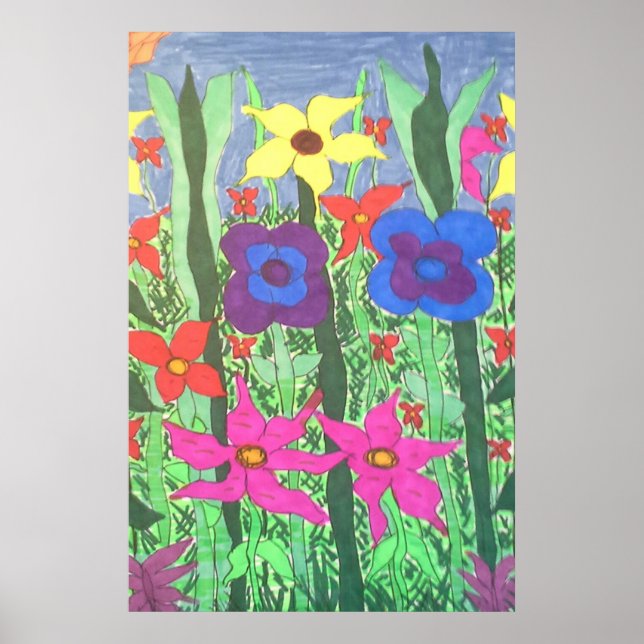 Lush Garden Boho Folha Poster de Arte Floral (Frente)