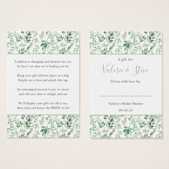 Lush Greenery Sem etiqueta de presente de Chá de q (Frente & Verso)