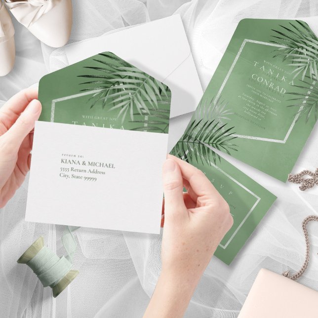 Lush Palm Leaf Wedding Moss Green ID956 (Criador carregado)