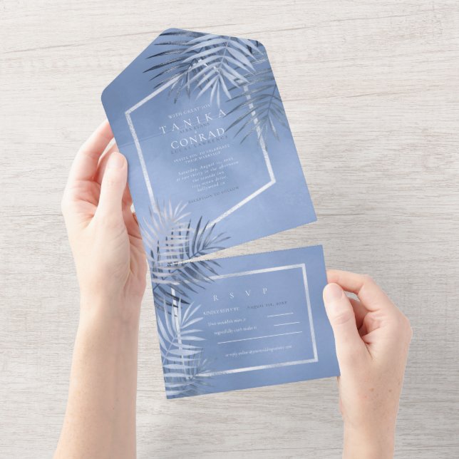 Lush Palm Leaf Wedding Windsor Blue ID956 (Tearaway)