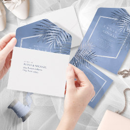 Lush Palm Leaf Wedding Windsor Blue ID956