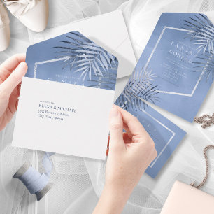 Lush Palm Leaf Wedding Windsor Blue ID956