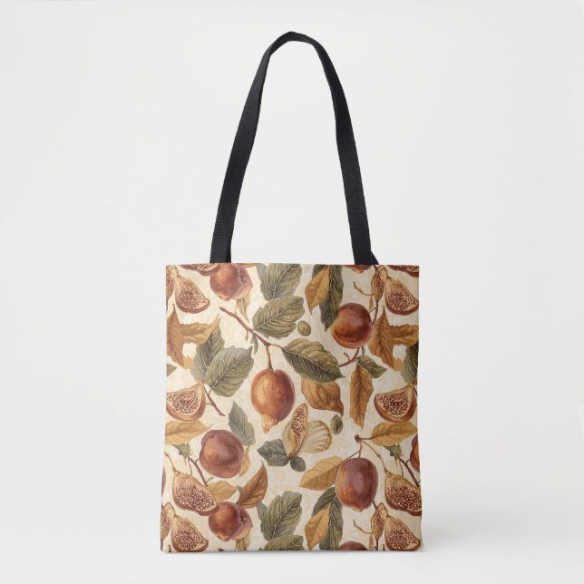  Lush Plums & Fig Leaf Tote Bag | Artistic Florals (Frente)