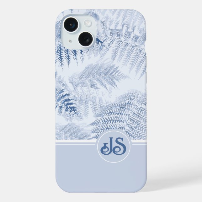 Lush Serene Blue Ferns Monogramas Iniciais (Verso)