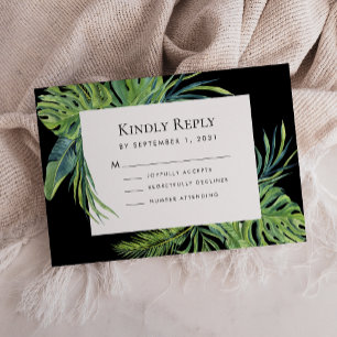 Lush Tropical Foliage Frame Black Weding RSVP