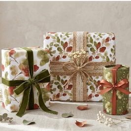 Lush Verde Floral Botânica Vermelha Aquarela TMF26