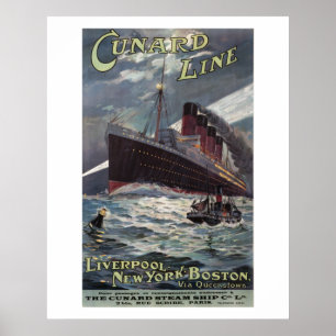 Lusitania - linha poster de Vinatge Cunard do