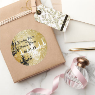 Lustre Damask Vintage Dourado Adesivo de Casamento
