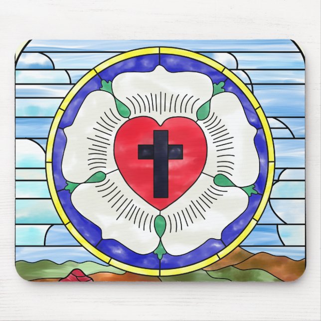 Luther Rose Stained Glass Mouse Pad (Frente)