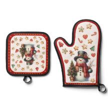 Luvas de Forno Boneco de Neve e Biscoitos de Natal