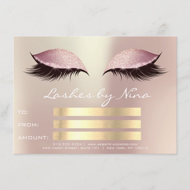 Lux Lashes Pink Rose Gold Certificado de Presente  (Frente)