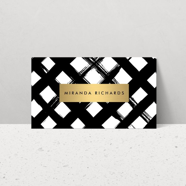 Luxe Bold Brushstrokes Cartão de visita (Criador carregado)