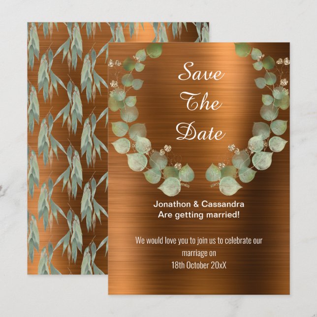 LUXE BRONZE EUCALYPTUS WREATH SALVE A DATA (Frente/Verso)