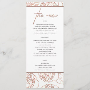 LUXE ELEGANTE PINCO BRANCO ROSE DOURADO MENU FLORO