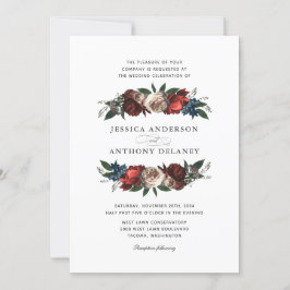 Luxe Floral Acentos Monogramas Convite de Casament