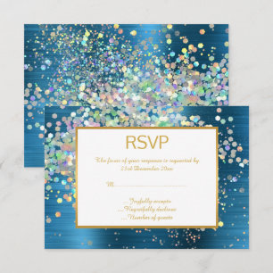 LUXO AZUL ARCO-ÍRIS HOLOGRÁFICO PONTO RSVP