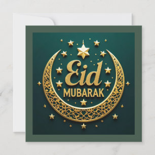 Luxo Dourado Verde Eid Mubarak