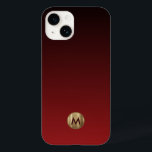Luxo Elegante Brugado Monograma Dourado Vermelho<br><div class="desc">O Elegante luxo Minimalista Bruceu Dourada Capa de telefone de Gradiente de Emblem Monograma. Elegante emblema de monograma metálico escovado de ouro com monograma inicial monograma em tipografia moderna,  num fundo gradiente em tons de vermelho rubi.</div>
