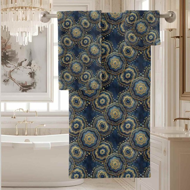 Luxo em Ágata | Conjunto de Toalhas Geodo - Azul M (Criador carregado)