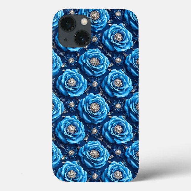 Luxo Estético Flor Azul Romântica Botânica (Verso)