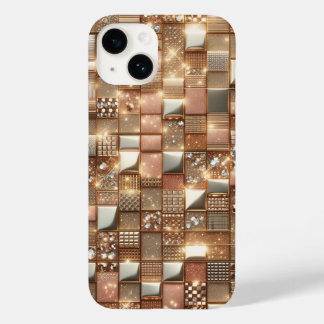 Luxo Geométrico Mosaico 3D em Ouro Rosa e Diamante