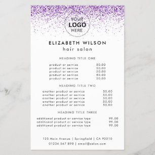 Luxo goteja em brilho roxo Folheto de Salão