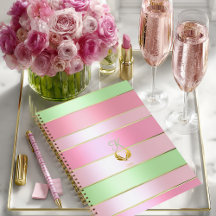 Luxo Listrado Rosa e Verde
