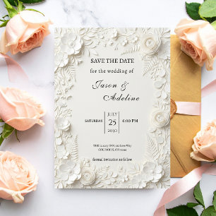 Luxo Moderno Floral Casamento Salve a Data