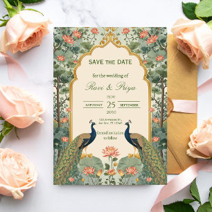 Luxo Pichwai Casamento Indiano Save the Date