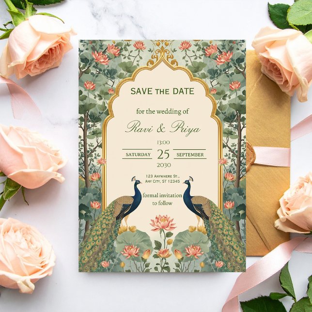 Luxo Pichwai Casamento Indiano Save the Date (Criador carregado)