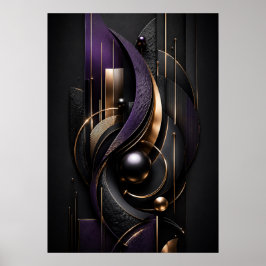 Luxo Poster Abstrato 3D Midnight Violet