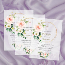 Luxo Rosa Floral Dourado Cruz Batismo