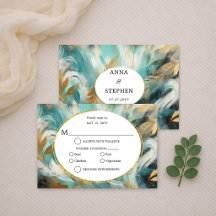 Luxo Turquesa Dourado Pincelada RSVP