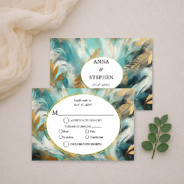 Luxo Turquesa Dourado Pincelada RSVP