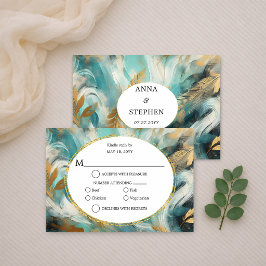 Luxo Turquesa Dourado Pincelada RSVP