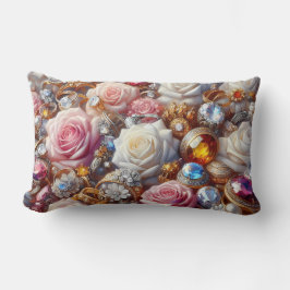 Luxuosas Rosas e Jóias Almofada Lombar