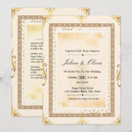 Luxuoso Conjunto de Convite de Casamento em Creme 
