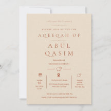 Luxuoso Convite Minimalista Bege para Aqeeqah de B