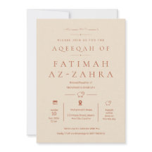 Luxuoso Minimalista Bege Convite de Aqeeqah para B