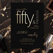 Luxuoso Preto Dourado Elegante 50 & Fabuloso Anive