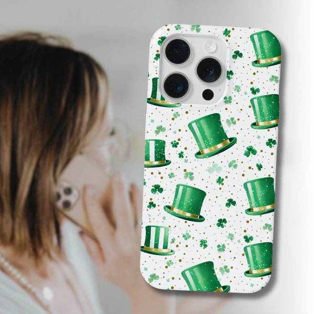 Luxuoso Verde Dourado Chapéus e Trevos Branco (Criador carregado)